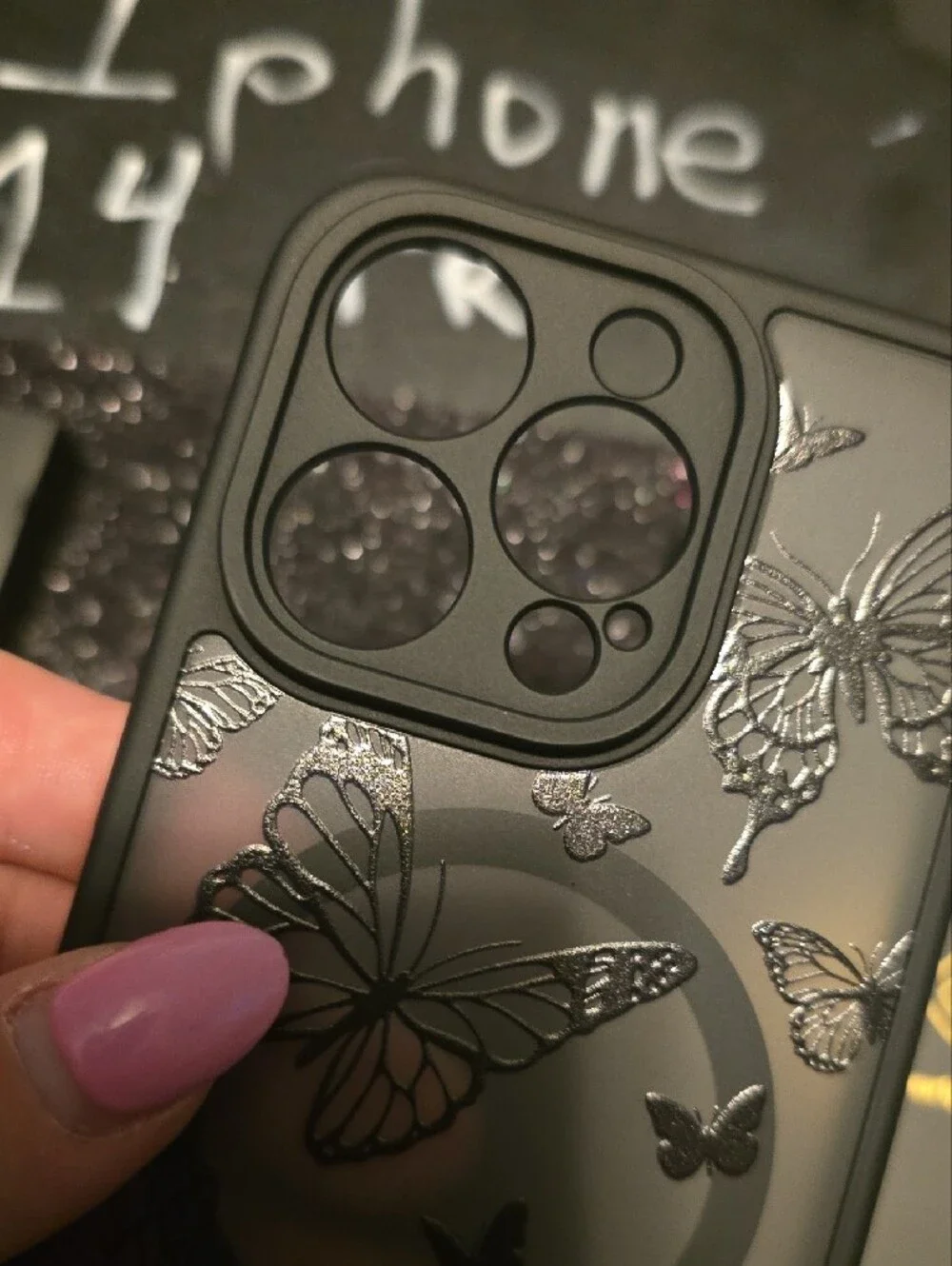 NIB Black Gothic Emo Rocker Butterfly iPhone 14 Pro Case
